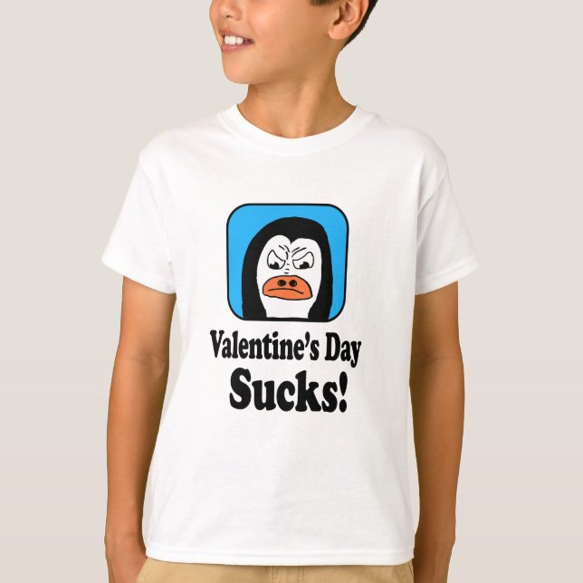 Valentine's Day Sucks Penguin T-Shirt (Front)