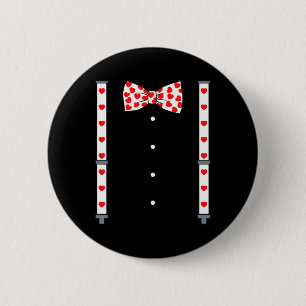 Valentines Day Suspenders And Hearts Bow Tie Boys Button