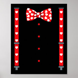 Valentines Day Suspenders And Hearts Bow Tie Boys  Poster
