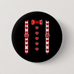 Valentines Day Suspenders Bow Tie Hearts Cute Boys Button