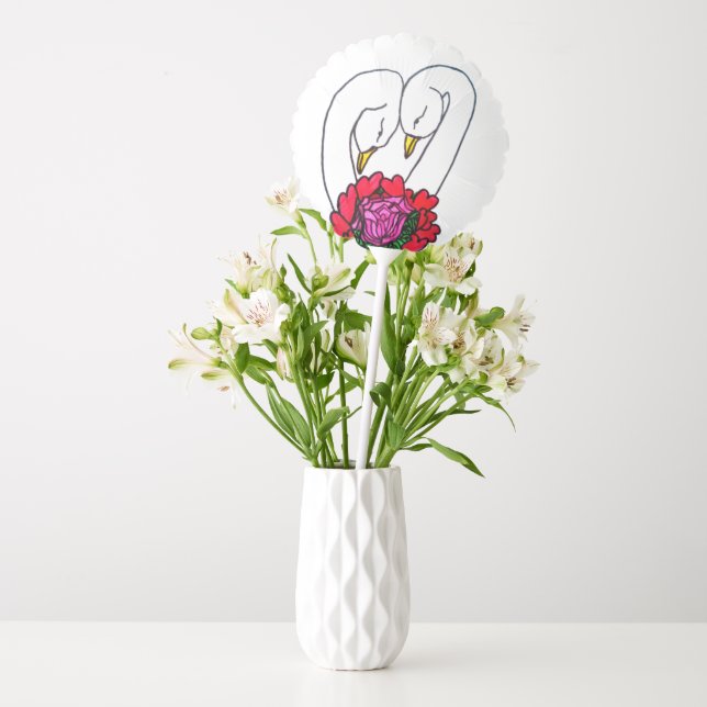VALENTINES DAY SWANS  BALLOON (Vase)