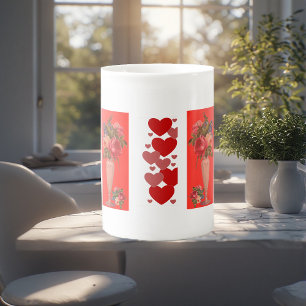 Valentines Day Sweeping Heart Romantic Roses Vase  Bone China Mug