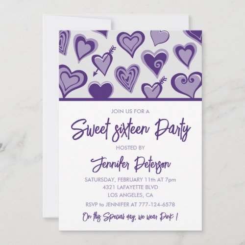 Valentines day sweet 16 invitations cute heart 