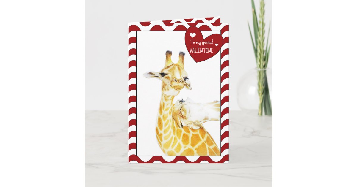 Valentine's Day Sweet Giraffes Card | Zazzle