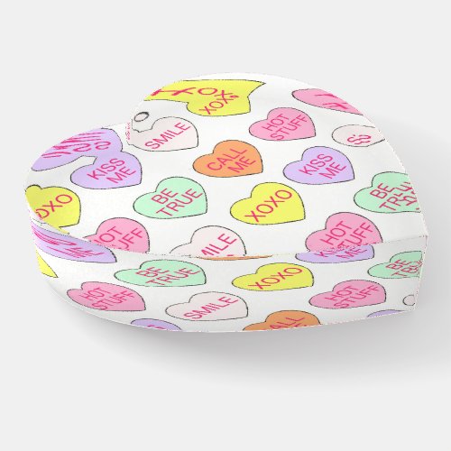 Valentines Day Sweet Pastel Candy Hearts Paperweight