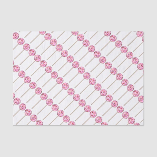 Valentine's Day Sweet Pink Cake Pop Pops Tissue Tissue Paper (Front)