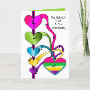 Valentine's Day Sweetheart Colorful Hearts Music C Card
