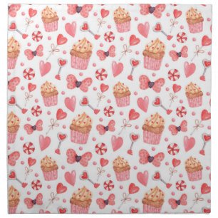 VALENTINES DAY SWEETS & BOWS CLOTH NAPKIN