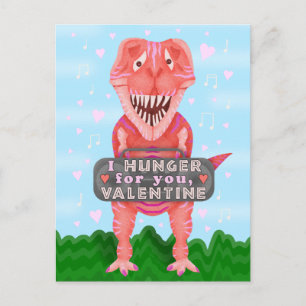 Valentine's Day T-Rex Dinosaur Cute Kids Classroom Holiday Postcard