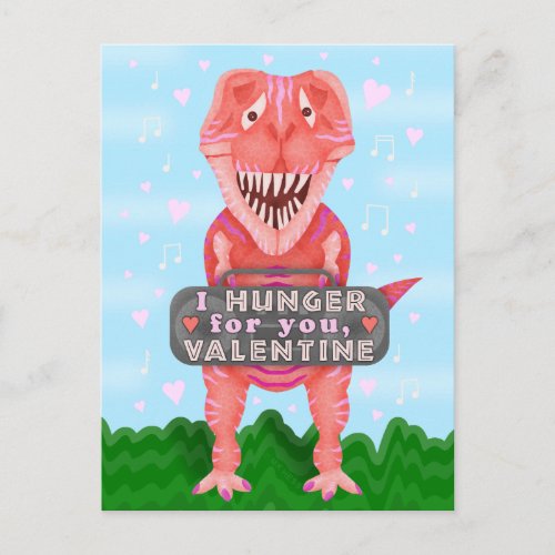 Valentines Day T_Rex Dinosaur Cute Kids Classroom Holiday Postcard