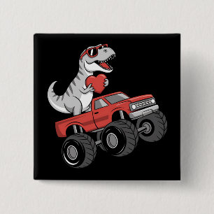 Valentine's Day T Rex Dinosaur Riding Monster Truc Button