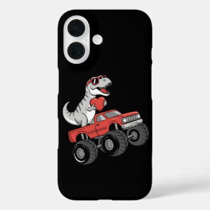 Valentine's Day T Rex Dinosaur Riding Monster Truc iPhone 16 Case