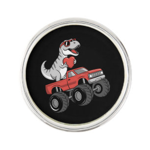 Valentine's Day T Rex Dinosaur Riding Monster Truc Lapel Pin
