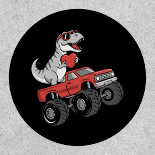 Valentine's Day T Rex Dinosaur Riding Monster Truc Patch