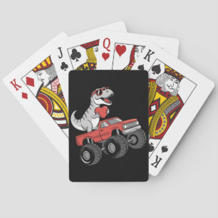Valentine's Day T Rex Dinosaur Riding Monster Truc Poker Cards