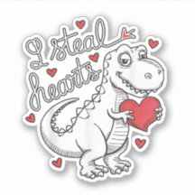 Valentines Day T Rex Dinosaur Stealing Hearts