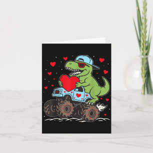 Valentines Day T Rex Riding Monster Truck Funny To Card