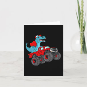 Valentines Day T Rex Riding Monster Truck Toddler Card