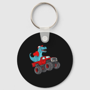Valentines Day T Rex Riding Monster Truck Toddler Keychain