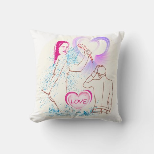  valentines day T_shirt showering love Fun and ex Throw Pillow
