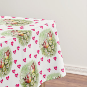 Valentine's Day Tablecloth Bird Vintage