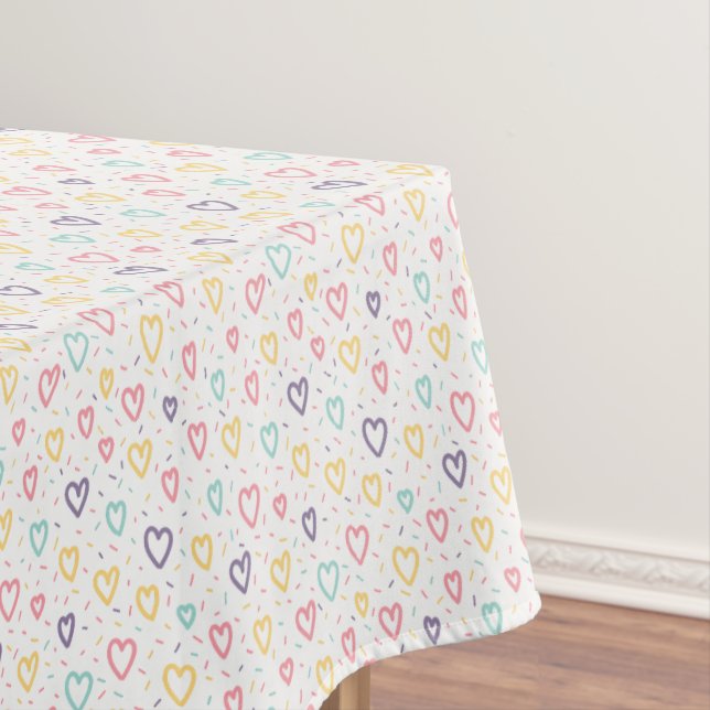 Valentine's Day Tablecloth Colorful Hearts  (In Situ)