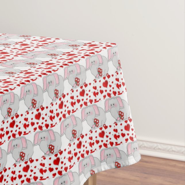Valentine's Day Tablecloth Elephant (In Situ)