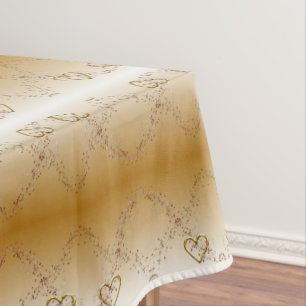 Valentine's Day Tablecloth Gold Hearts