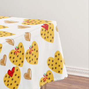Valentine's Day Tablecloth Hearts Polkadot Gold