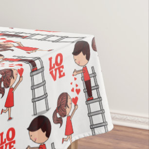 Valentine's Day Tablecloth Love Red Hearts