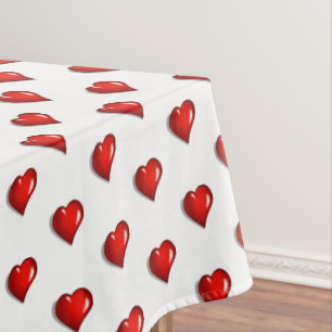 Valentine's Day Tablecloth Red Hearts