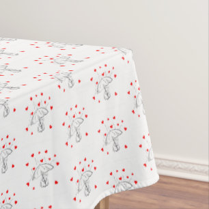 Valentine's Day Tablecloth Umbrella Red Hearts