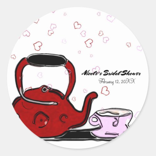 Valentines Day Tea Party Chic Party Favor Classic Round Sticker