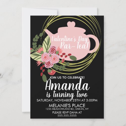 Valentines Day Tea Party Floral Wreath  Invitation
