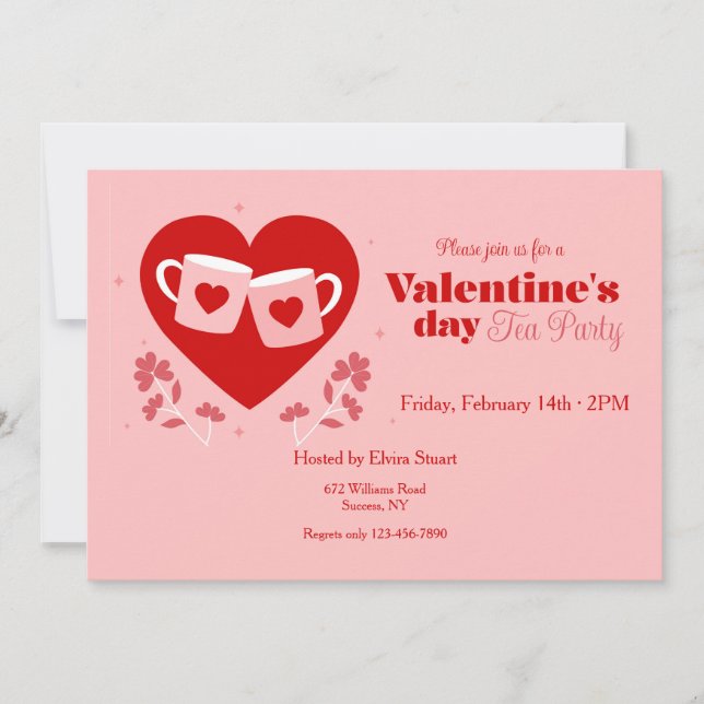 Valentine's Day Tea Party Invitation (Front)