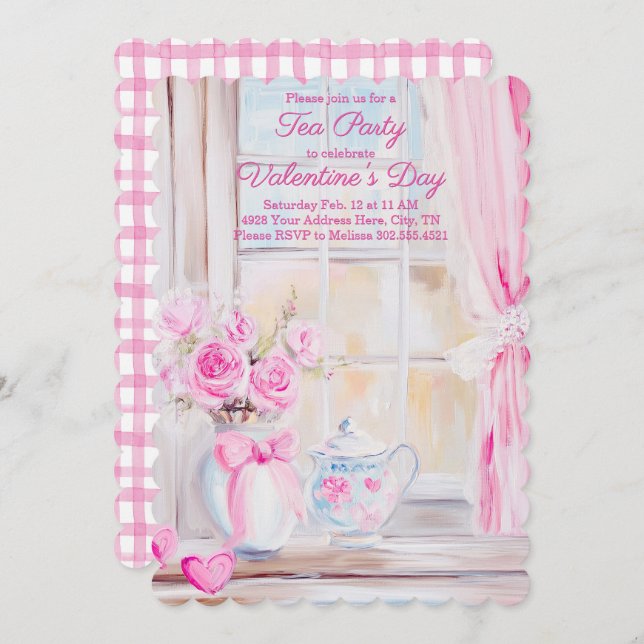 Valentine's Day Tea Party Invitation (Front/Back)