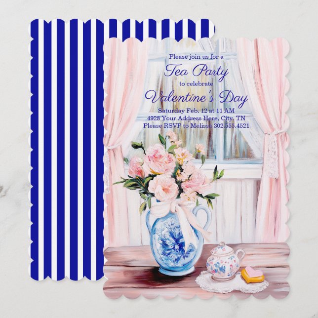 Valentine's Day Tea Party Invitation (Front/Back)