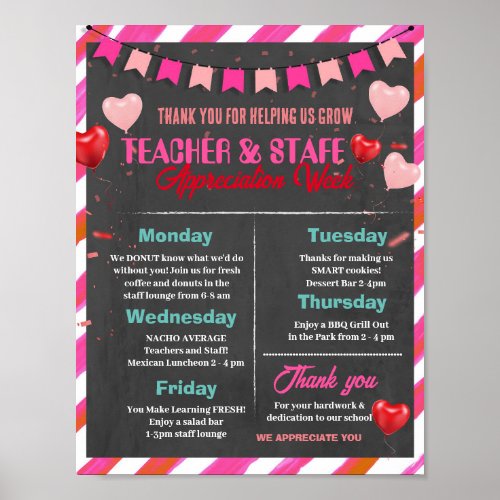 Valentines Day Teacher Appreciation template Poster