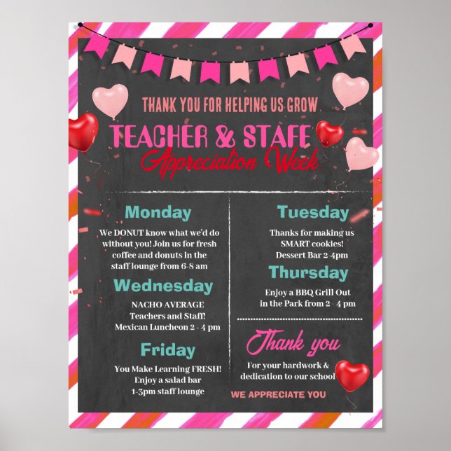 Valentine's Day Teacher Appreciation template Poster (Front)