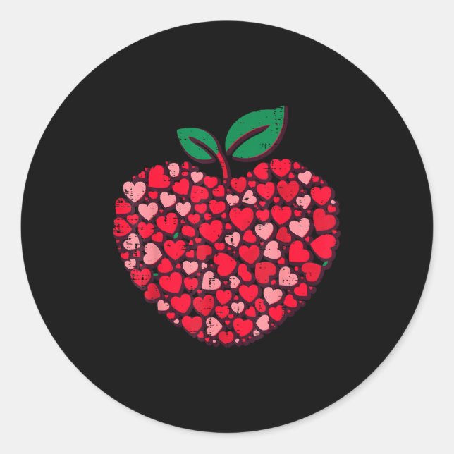 Valentines Day Teacher Hearts Love Teach Women Men Classic Round Sticker (Front)