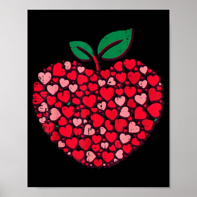 Valentines Day Teacher Hearts Love Teach Women Men Poster (Front)
