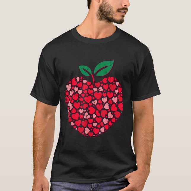 Valentines Day Teacher Hearts Love Teach Women Men T-Shirt (Front)