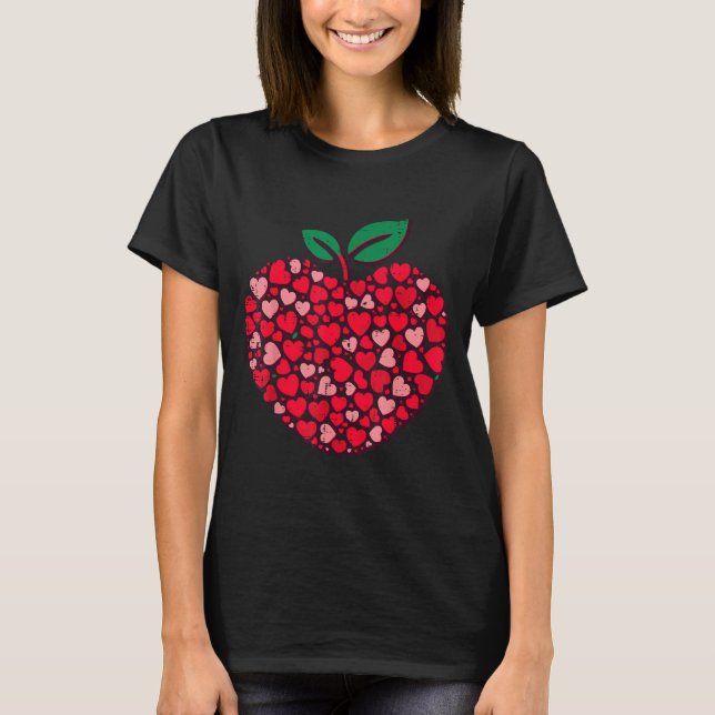 Valentines Day Teacher Hearts Love Teach Women Men T-Shirt (Front)