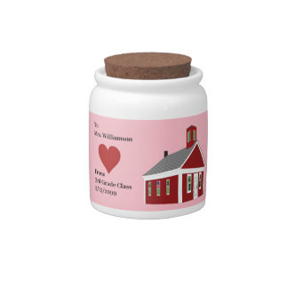 Valentine's Day Teacher One Room School House Cand Candy Jar