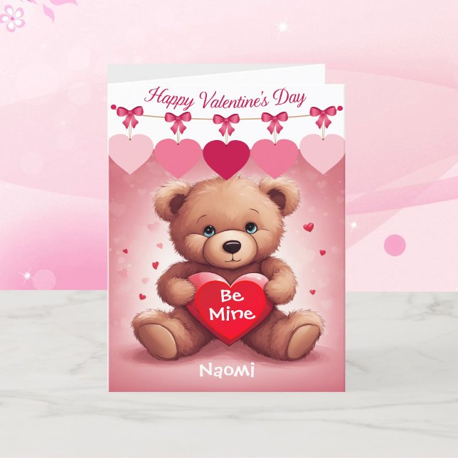 Valentine's Day Teddy Bear Custom Text Bee Mine Holiday Card (Creator Uploaded)