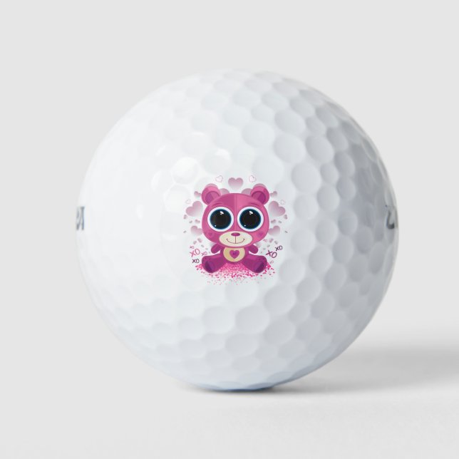 Valentine's Day Teddy Bear Golf Balls (Front)