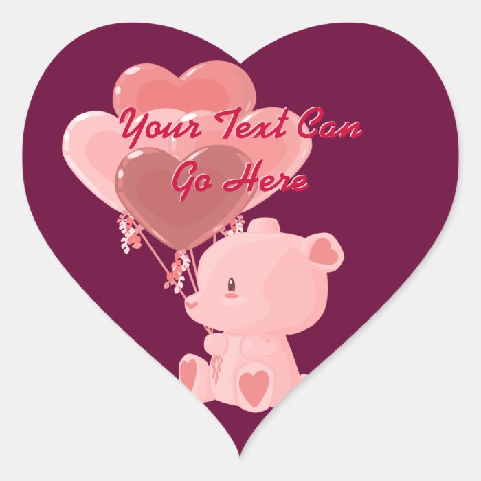 Valentine's Day Teddy Bear Heart Stickers