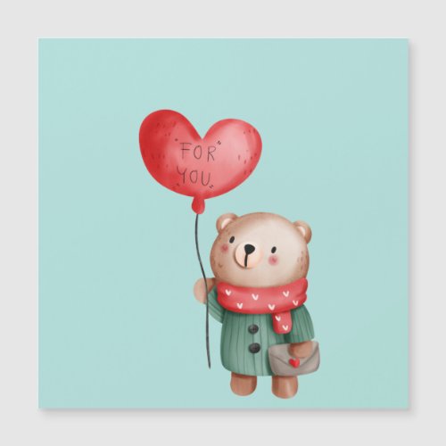 Valentines Day teddy bear holding love balloon