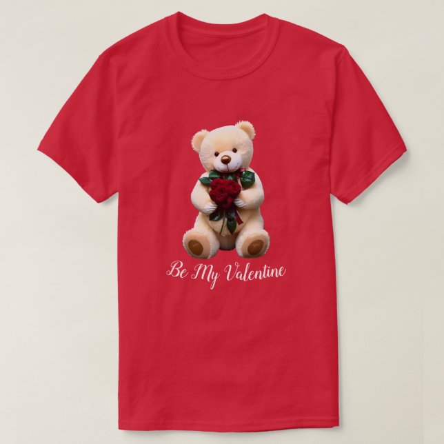 Valentines Day Teddy Bear Holiday T-Shirt (Design Front)