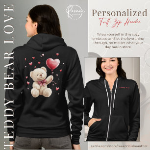 Valentine's Day Teddy Bear Love Full-zip Hoodie